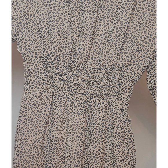 Women's Beige Black Leopard Print High Low Dress - Picture 6 of 10